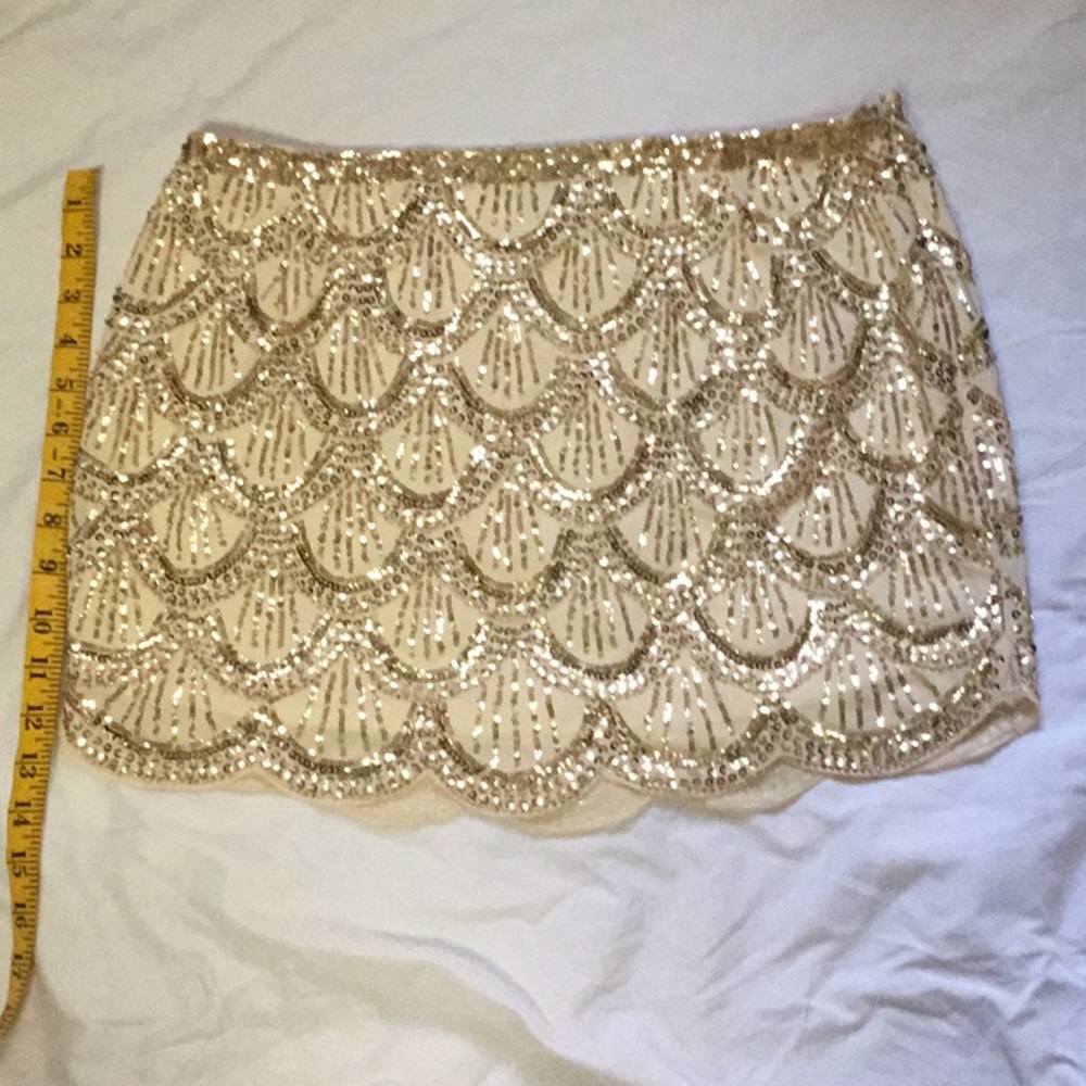 Gold and cream sequenced skirt